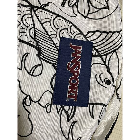 JANSPORT BLACK/WHITE COLOR ME DIY Koy Fish Pond BACKPACK - Picture 8 of 8